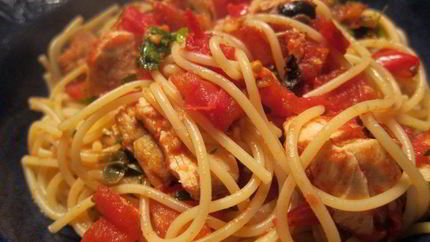 Паста с курицей и грибами