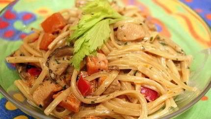 Паста с овощами в сливочном соусе