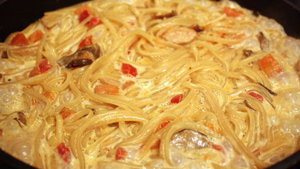 паста с овощами в сливочном соусе