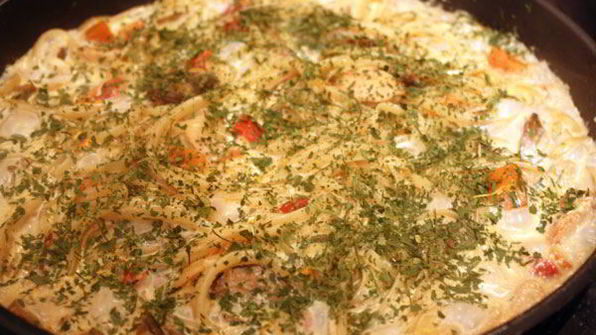 паста с овощами в сливочном соусе