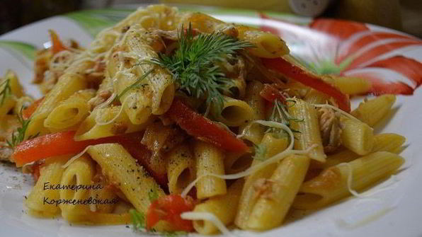 паста с тунцом и болгарским перцем