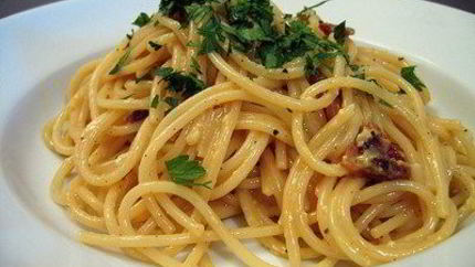 Спагетти карбонара с панчеттой и белым вином