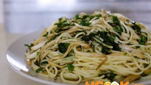 спагетти с грибами