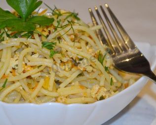 Спагетти с куриным фаршем