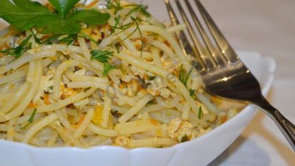 Спагетти с куриным фаршем