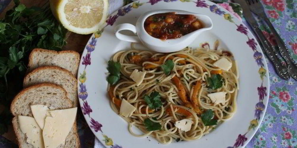 Рецепт спагетти весенних с овощами