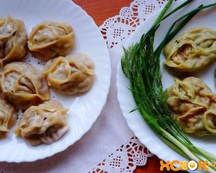 Манты с мясом и с тыквой