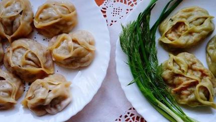 Манты с мясом и с тыквой