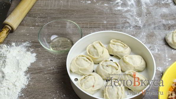 манты с мясом и тыквой в мультиварке