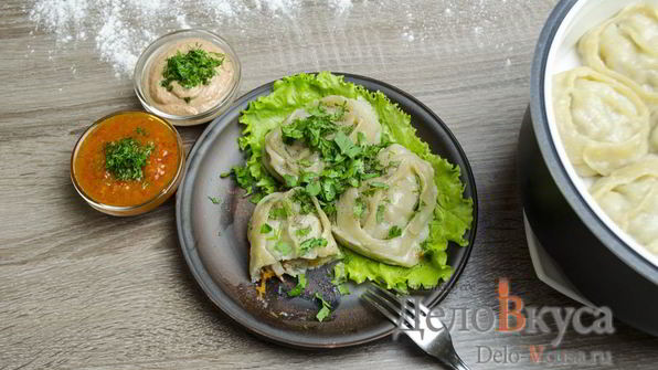 манты с мясом и тыквой в мультиварке