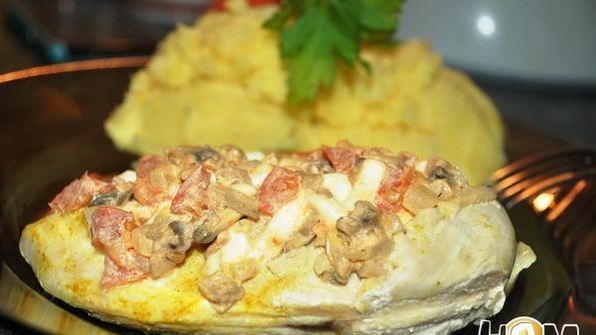 куриные грудки с шампиньонами и фетой в пароварке