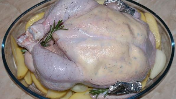 курица на картофеле