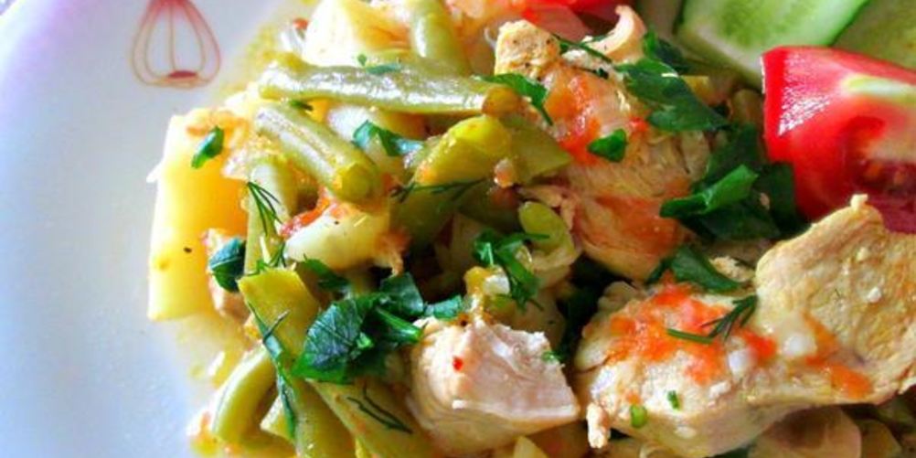 Рецепт курицы с картофелем и фасолью