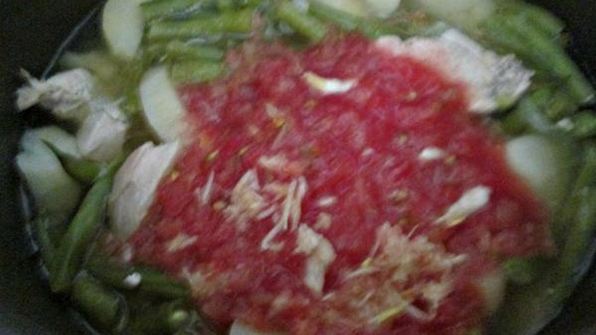 курица с картофелем и фасолью