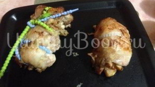 курица в имбирно-апельсиновом маринаде, фаршированная айвой