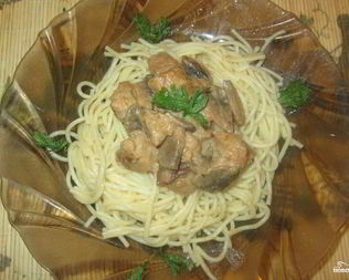 Свинина со сливками на сковороде