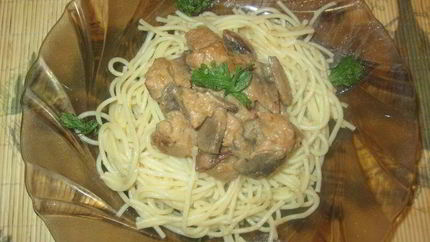 Свинина со сливками на сковороде