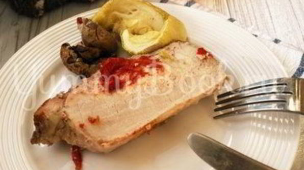 свинина запеченная с овощами и грибами
