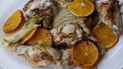 Запеченный цыпленок с апельсинами