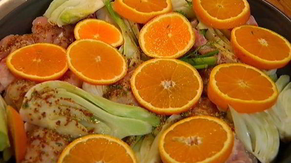 запеченный цыпленок с апельсинами