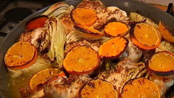 запеченный цыпленок с апельсинами