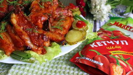 Запеченные ребрышки в кетчупе чили