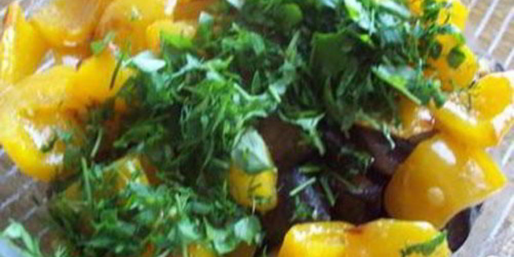 Рецепт баклажанов с болгарским перцем и шампиньонами