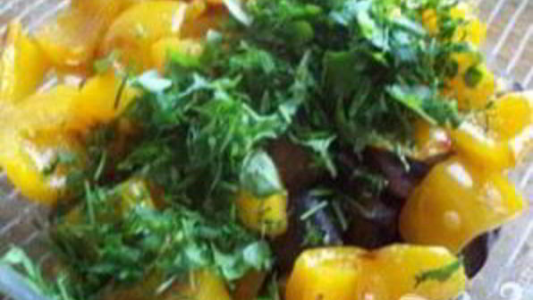 баклажаны с болгарским перцем и шампиньонами