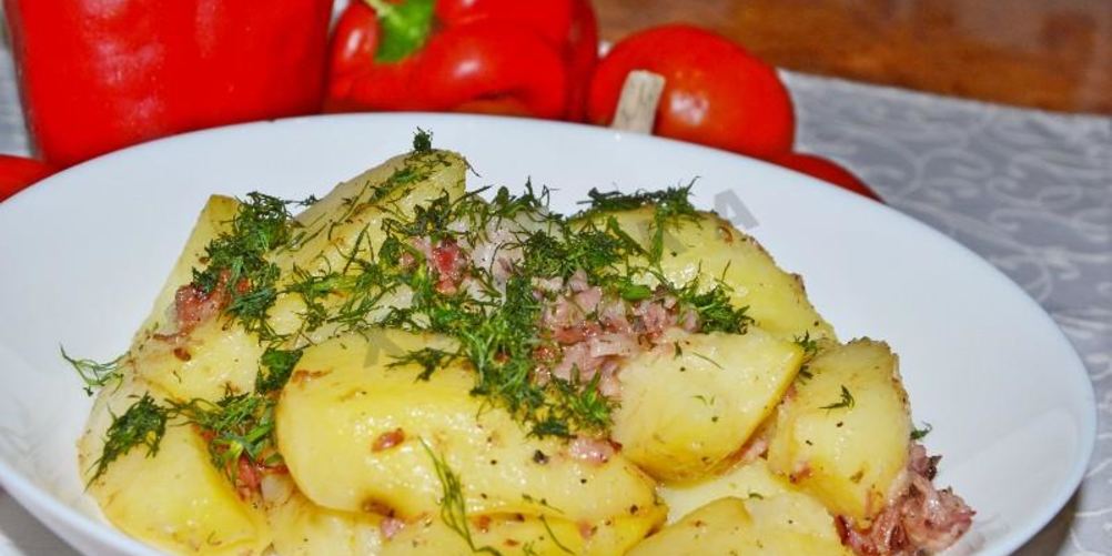 Рецепт картошки запеченной с сальтисоном в духовке