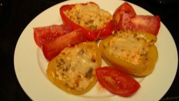 перец, фаршированный крабовым мясом с сыром и сметаной