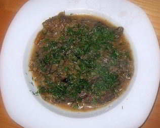 Говяжья печень по-строгановски