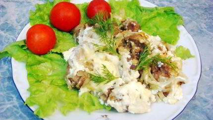 Куриная печень под сыром