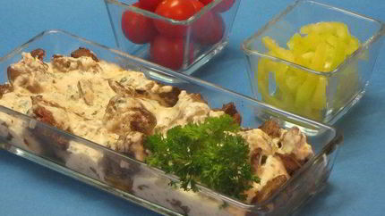 Куриная печень со сливочно-горчичным соусом