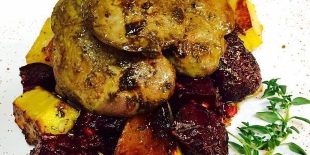 Рецепт печени куриной с овощами, под ароматными травами