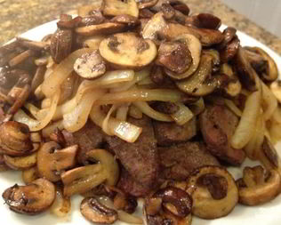 Печень с грибами