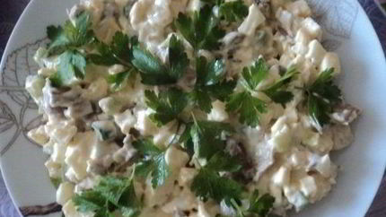 Печень с вешенками