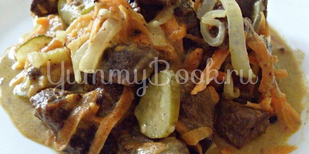 Рецепт печени в соусе из соленых огурцов