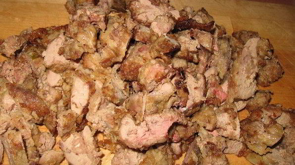 плетенка из слоеного теста, с баклажанами и куриной печенью