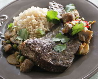 Телячья печень с овощами по-азиатски