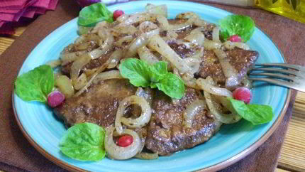 Жареная печень с луком