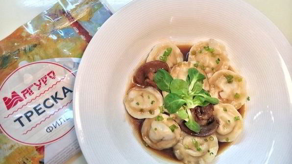 пельмени с рыбой и белыми грибами