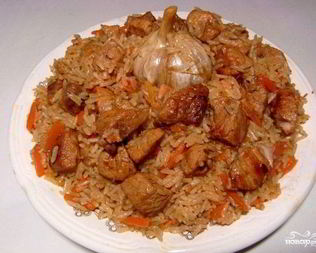 Плов из пропаренного риса со свининой