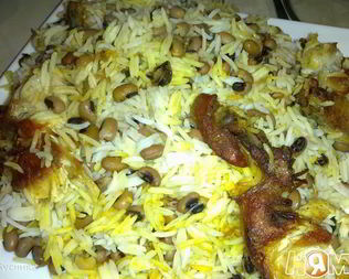 Плов с фасолью черноглазка