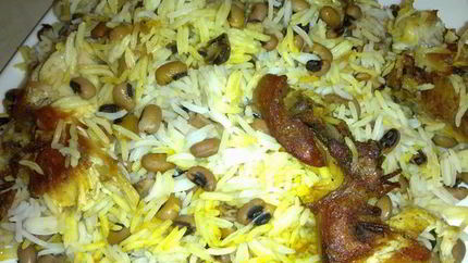 Плов с фасолью черноглазка