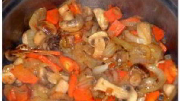 плов с грибами и курицей