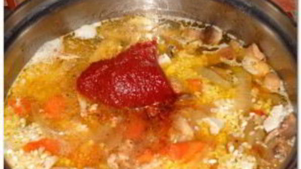 плов с грибами и курицей