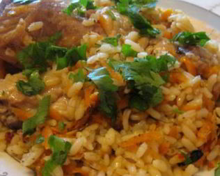 Плов с курицей в утятнице