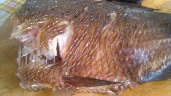 плов с тыквой , капченой рыбой и гранатом