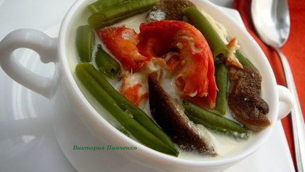 Фрикасе из крабов с белыми грибами