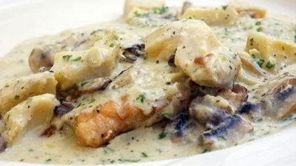 Фрикасе из курицы со сморчками